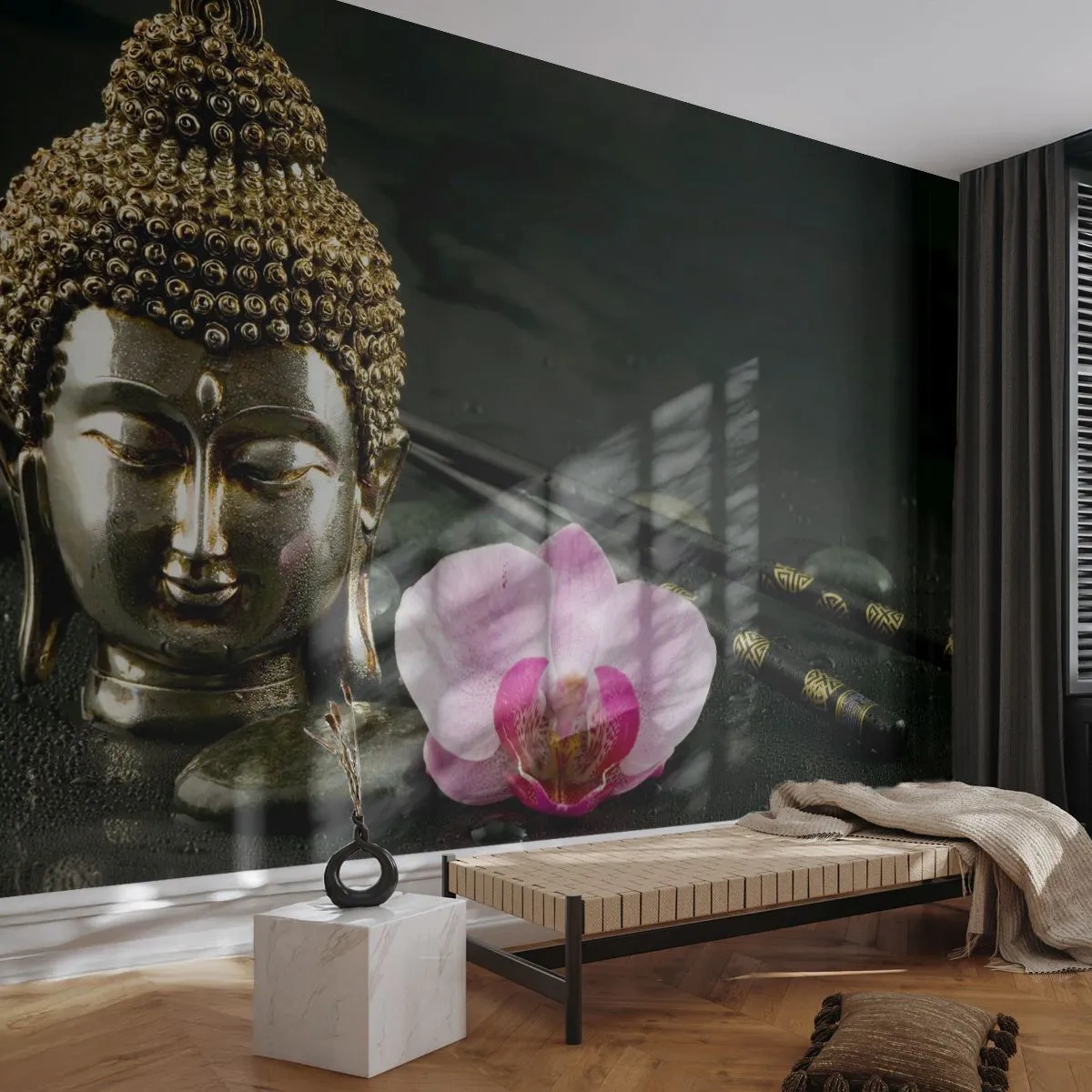 Fotótapéta Premium Sand - A bölcsesség és a szépség harmóniája - Buddha, Vallás, Hit - 100x70 cm
