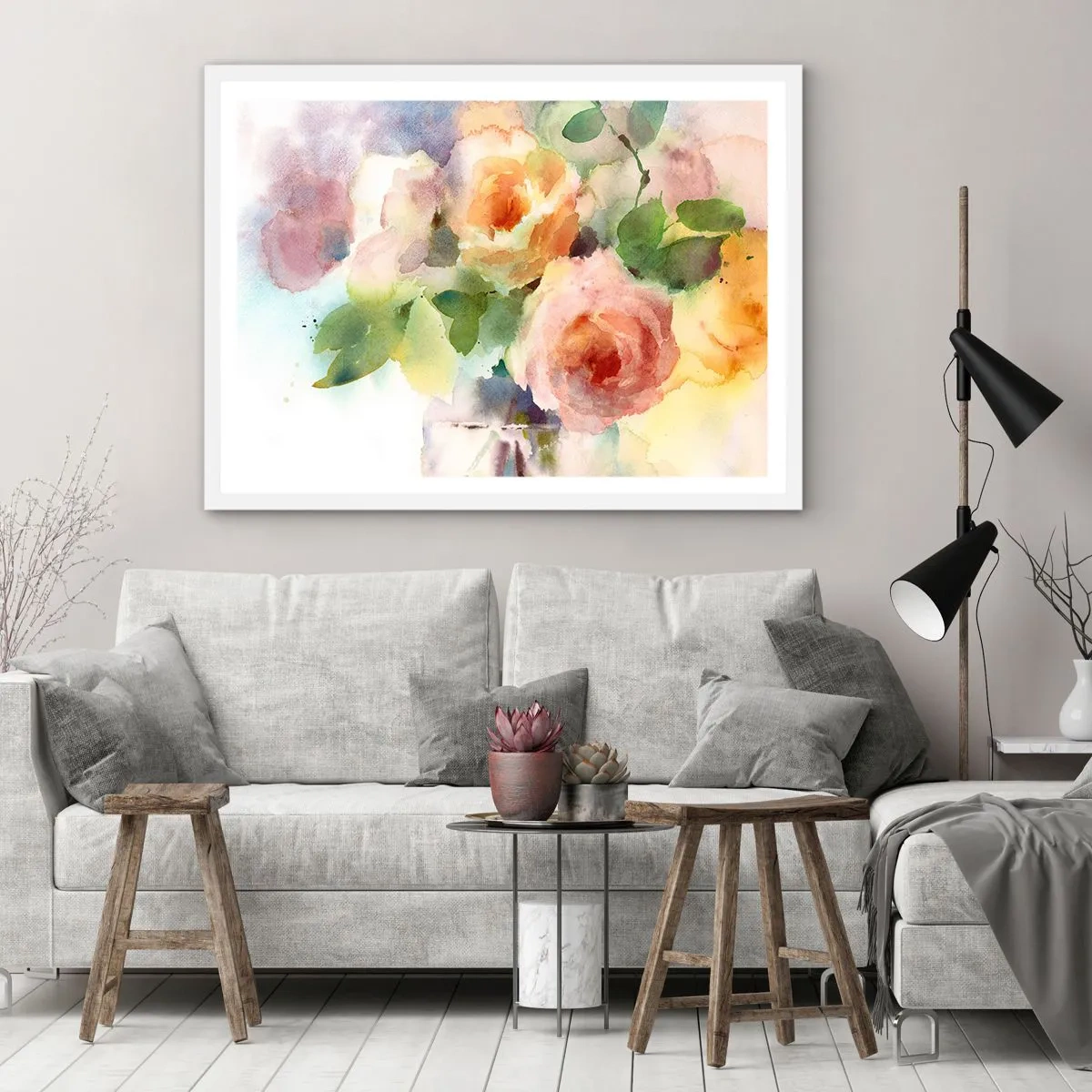 Poszter fekete keretben - Gyengéd, mint az akvarell - 91x61 cm