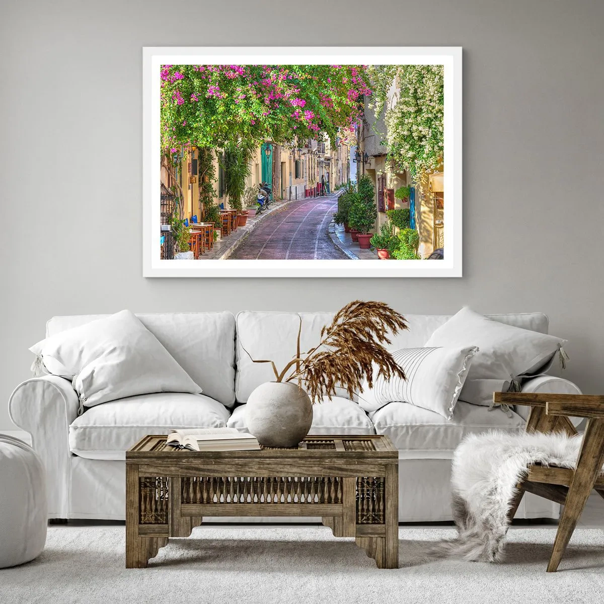 Poszter fekete keretben - Virágzó sikátor - 50x50 cm