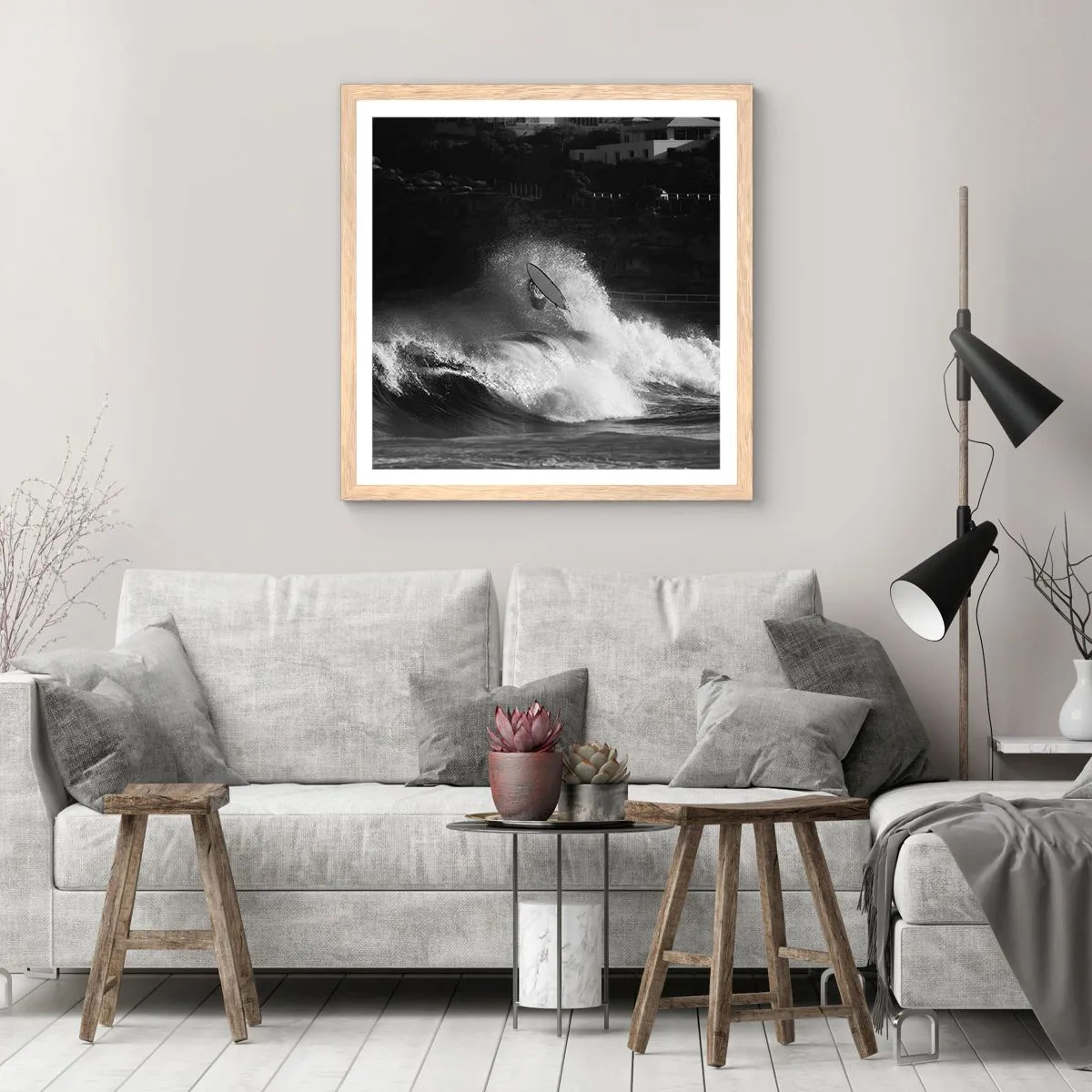 Poszter világos tölgy keretben - Kihívás elfogadva! - 40x40 cm