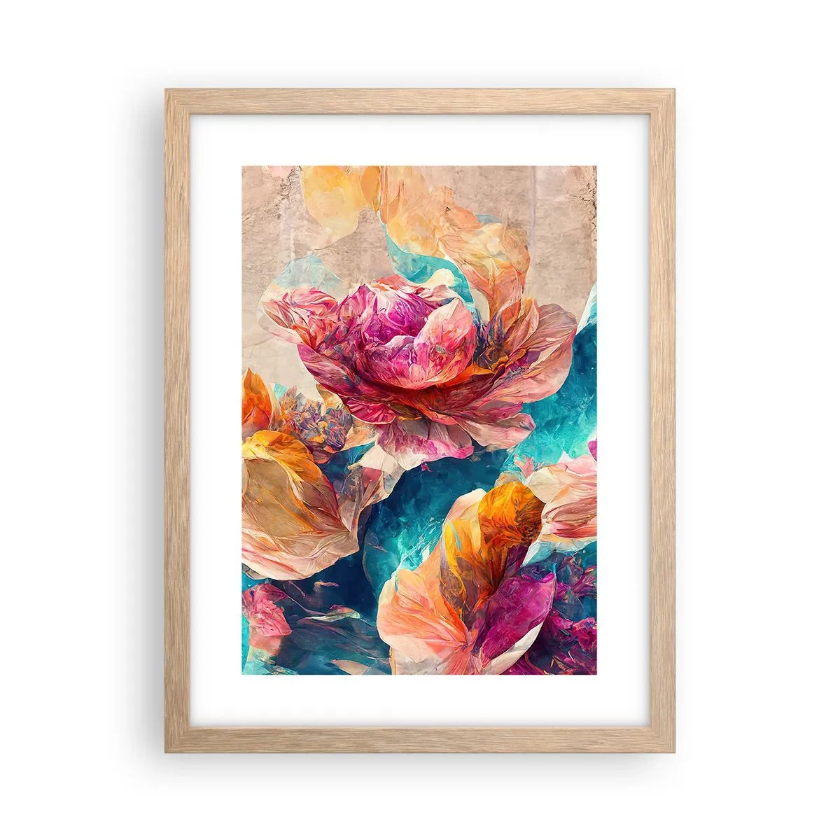Poszter világos tölgy keretben - Egy csokor színes pompája - 30x40 cm
