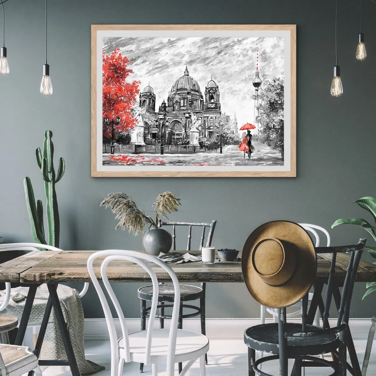 Poszter világos tölgy keretben - Berlini találkozó - 50x40 cm