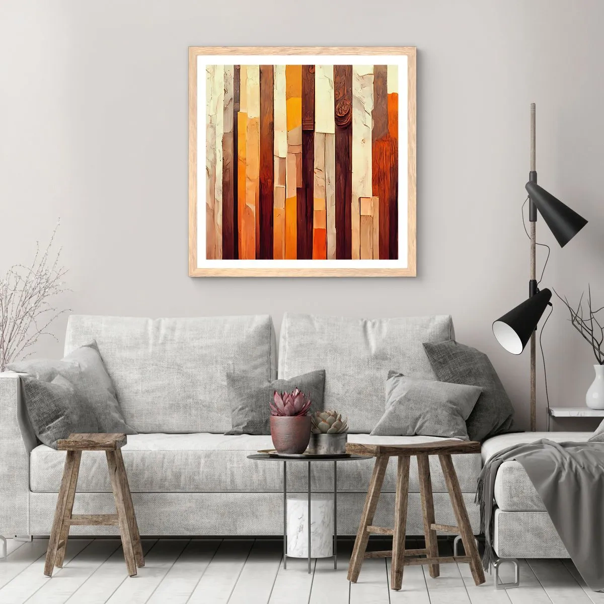Poszter világos tölgy keretben - Az erdei fák himnusza - 60x60 cm