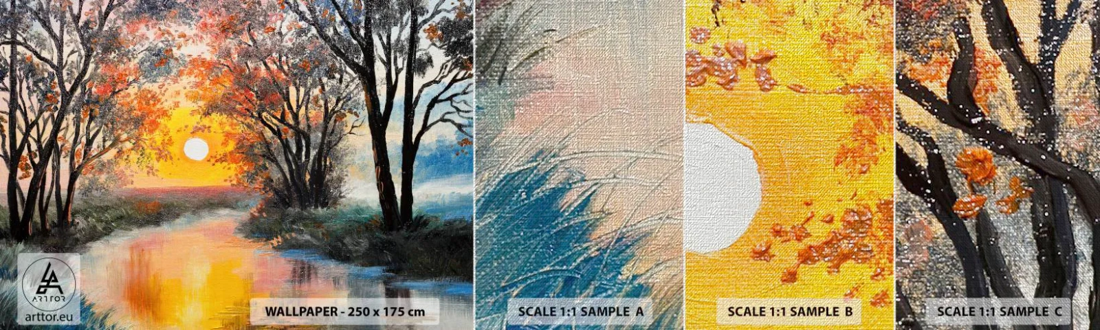 Fotótapéta Minta Premium Canvas - Őszi hangulat - Tájkép, Folyó, fák - 100x30 cm