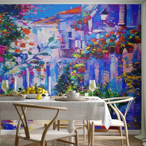 Fotótapéta Premium Sand - Impresszió - olasz kis utca - Város, Építészet, Olaszország - 500x350 cm