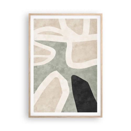 Poszter világos tölgy keretben - Kompozíció fekete témával - 70x100 cm