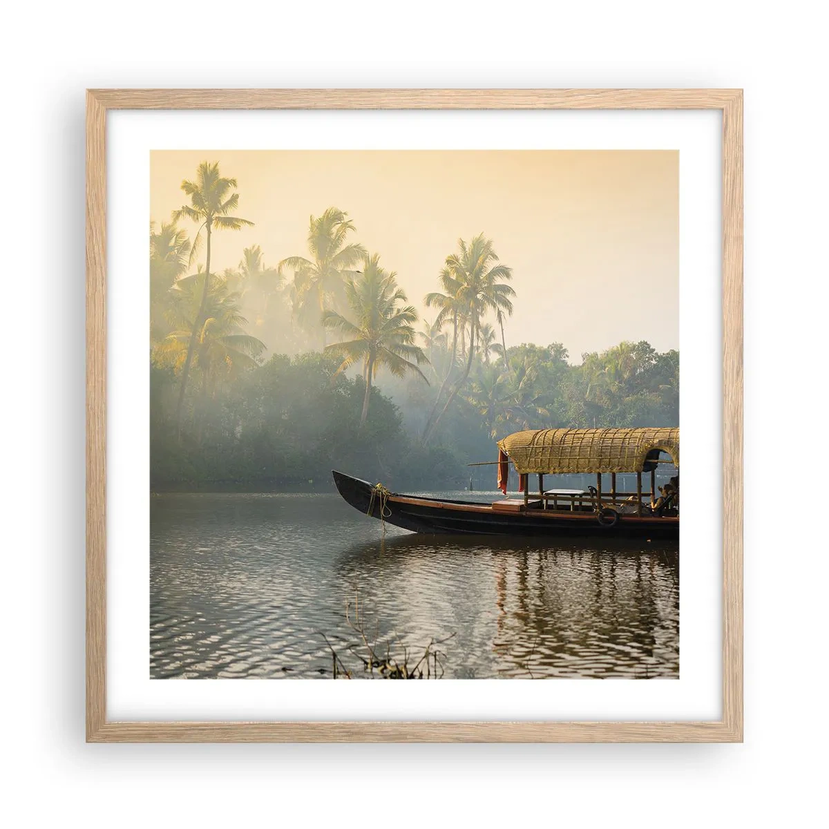 Poszter világos tölgy keretben - Ház a folyón - 50x50 cm