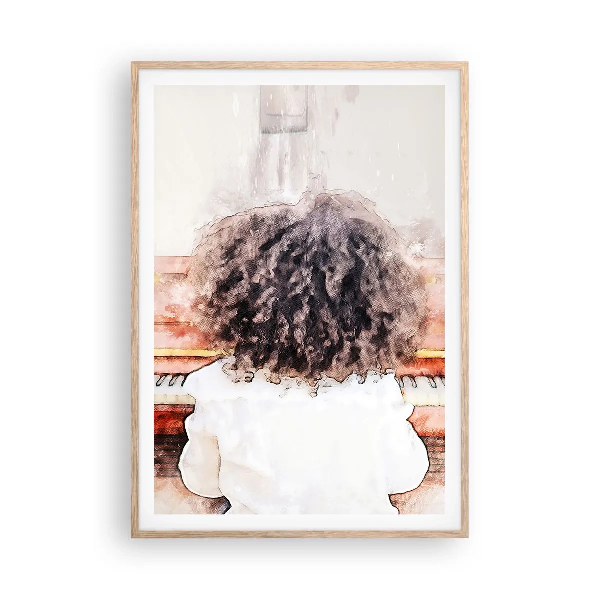 Poszter világos tölgy keretben - Az új világban - 70x100 cm