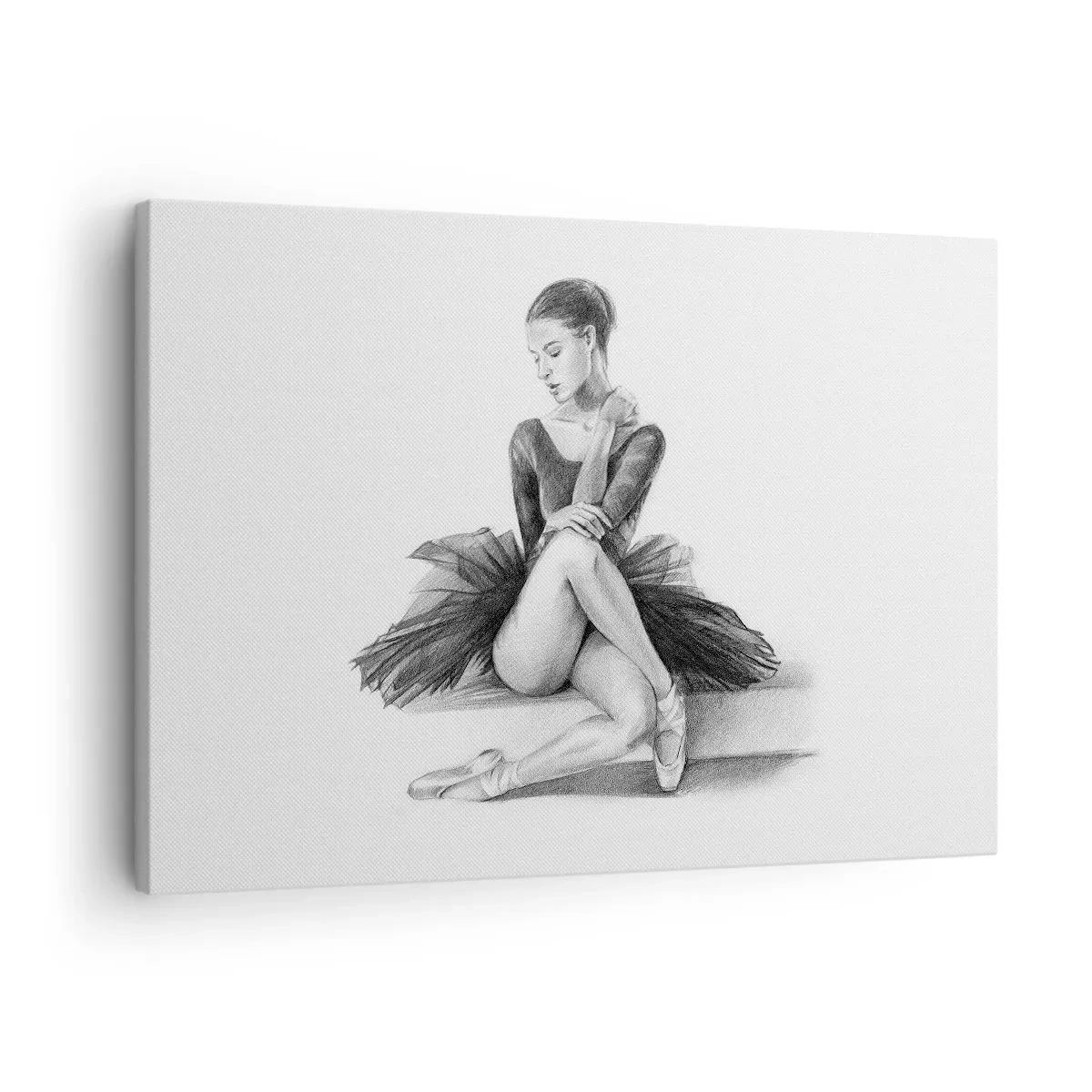 Vászonkép - Egy balerina vázlata finom, klasszikus stílusban - 70x50cm - A tánccal elvarázsolva - Modern fali dekoráció nappalihoz és hálószobához ARTTOR