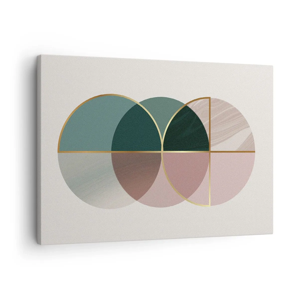 Vászonkép - Geometriai formák és arany vonalak absztrakt kompozíciója. - 70x50cm - Kerékről kerékre... - Modern fali dekoráció nappalihoz és hálószobához ARTTOR