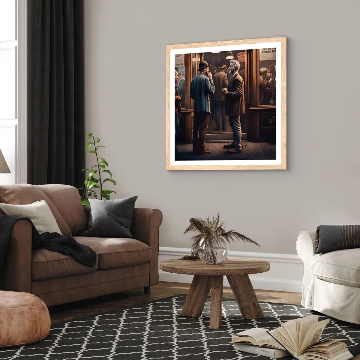 Poszter világos tölgy keretben - A nap egy jó pillanata - 40x40 cm