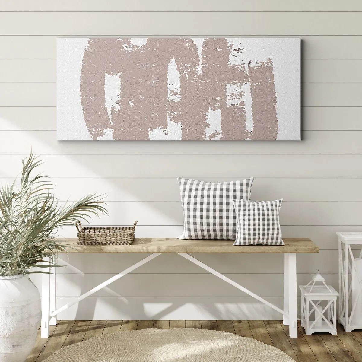 Vászonkép - Absztrakció lágy rózsaszínben - 140x50 cm