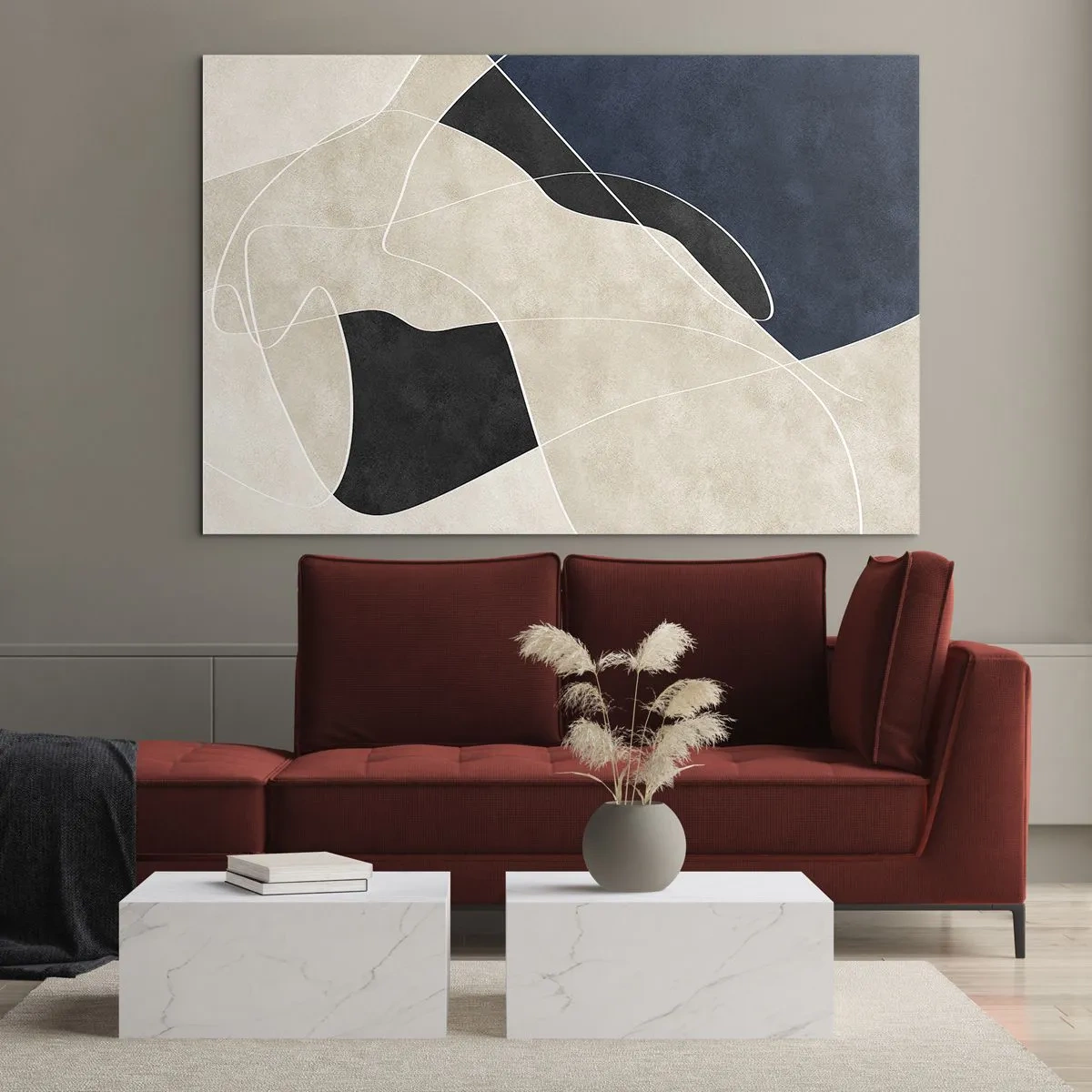 Üveg kép - Absztrakt kompozíció - az árnyalatok kontrasztja - 120x80 cm