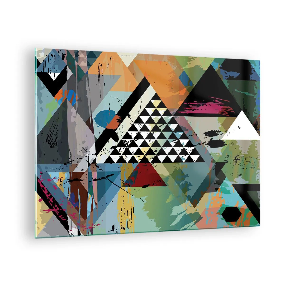 Üveg kép - Geometriai formák és színek absztrakt kompozíciója - 70x50cm - Milyen egyszerű - Modern fali dekoráció nappalihoz és hálószobához ARTTOR