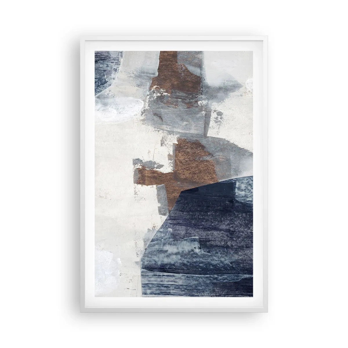 Poszter fekete keretben - Kékes barna formák - 61x91 cm