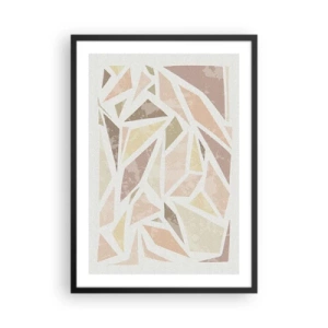 Poszter fehér keretben - Geometrikus absztrakció pasztell árnyalatokban - 50x70cm - Üvegfestmény kompozíció - Modern fali dekoráció nappalihoz és hálószobához ARTTOR