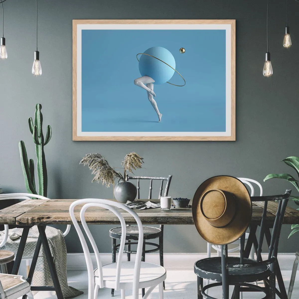 Poszter világos tölgy keretben - És a bolygók megbolondulnak - 50x40 cm