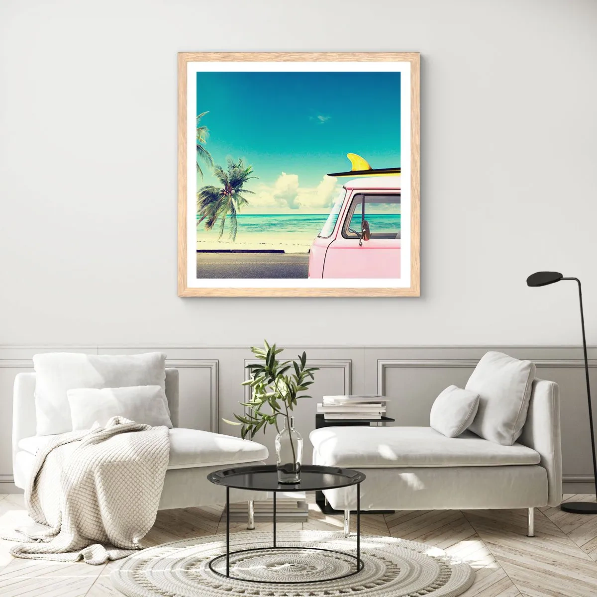 Poszter világos tölgy keretben - Ideje elkezdeni a nyaralást - 60x60 cm