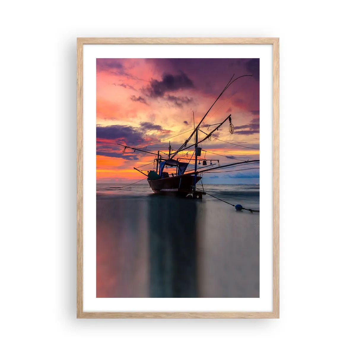 Poszter világos tölgy keretben - Egzotikus este - 50x70 cm