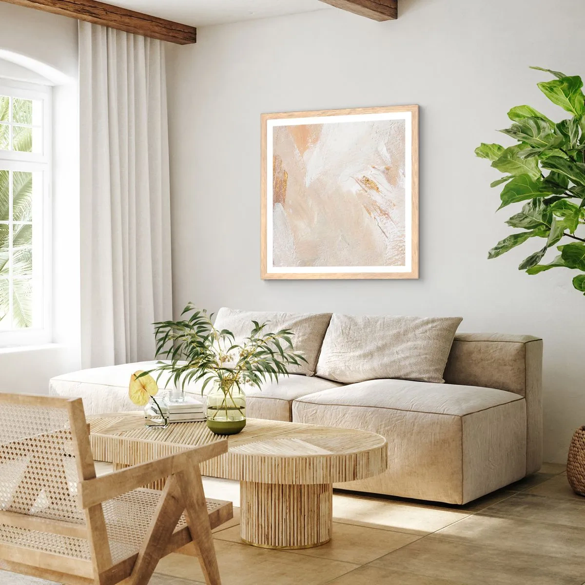 Poszter világos tölgy keretben - Pasztell kompozíció - 40x40 cm