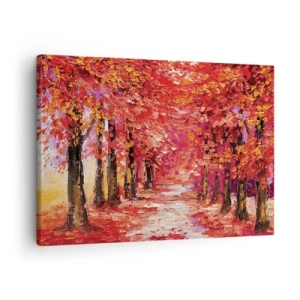 Vászonkép - Festői sikátor őszi színekben, impresszionista stílusban - 70x50cm - Őszi benyomás - Modern fali dekoráció nappalihoz és hálószobához ARTTOR