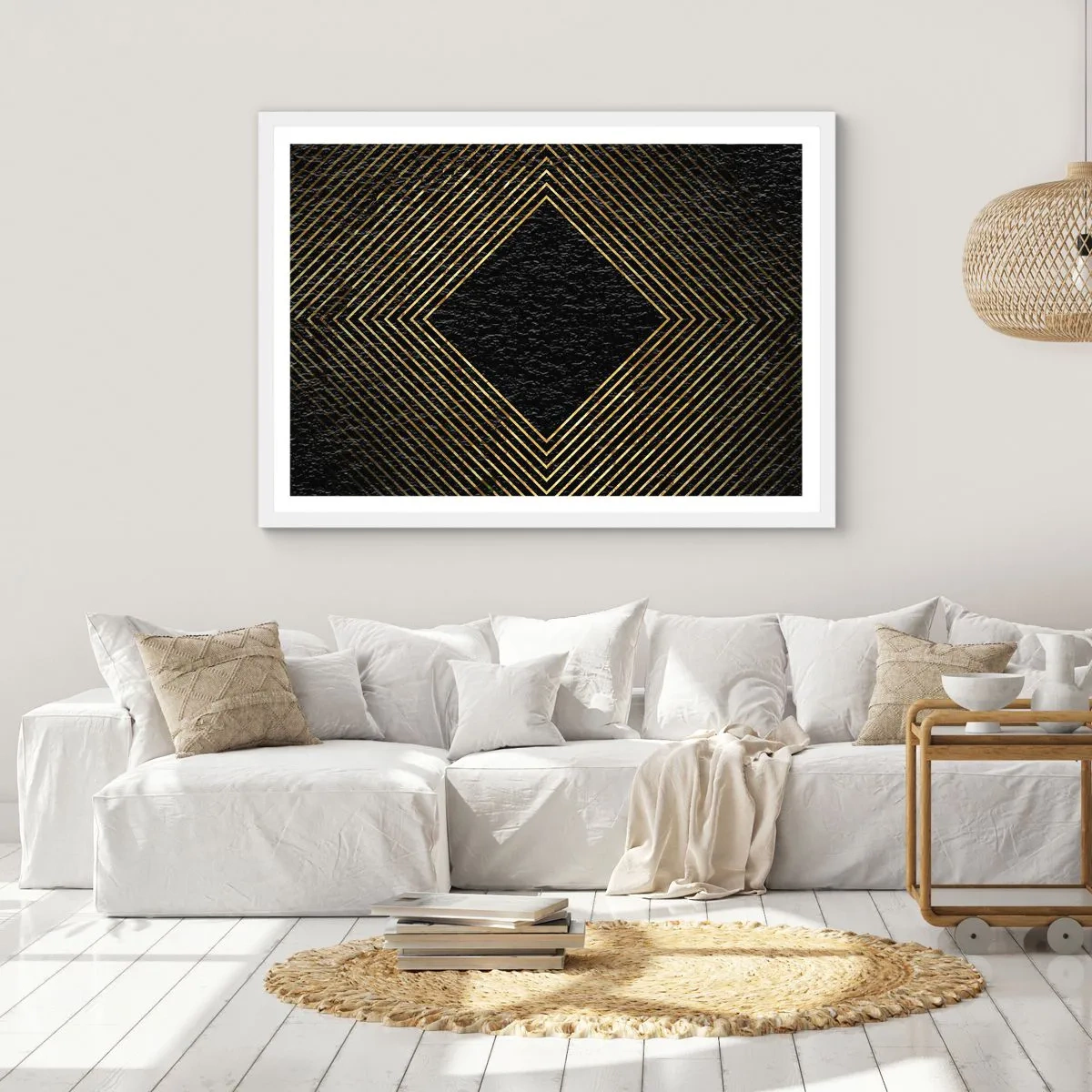 Poszter fekete keretben - Geometria glamour stílusban - 50x40 cm
