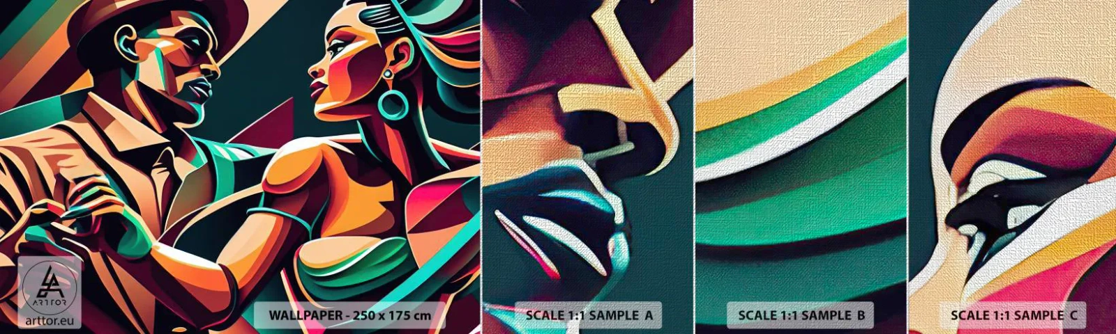 Fotótapéta Minta Premium Canvas - A szív ritmusában - Kubizmus, Párosít, Tánc - 100x30 cm