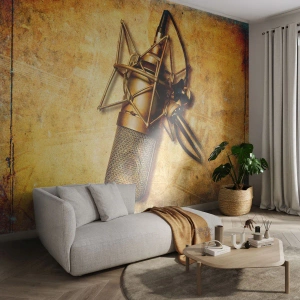 Fotótapéta Premium Sand - A rádiózás aranyévei - Mikrofon, Zene, Retro - 250x175 cm