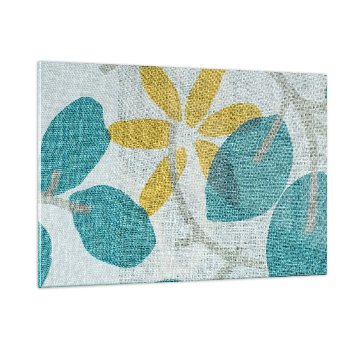 Üveg kép - Azúrkék levelek között - 120x80 cm