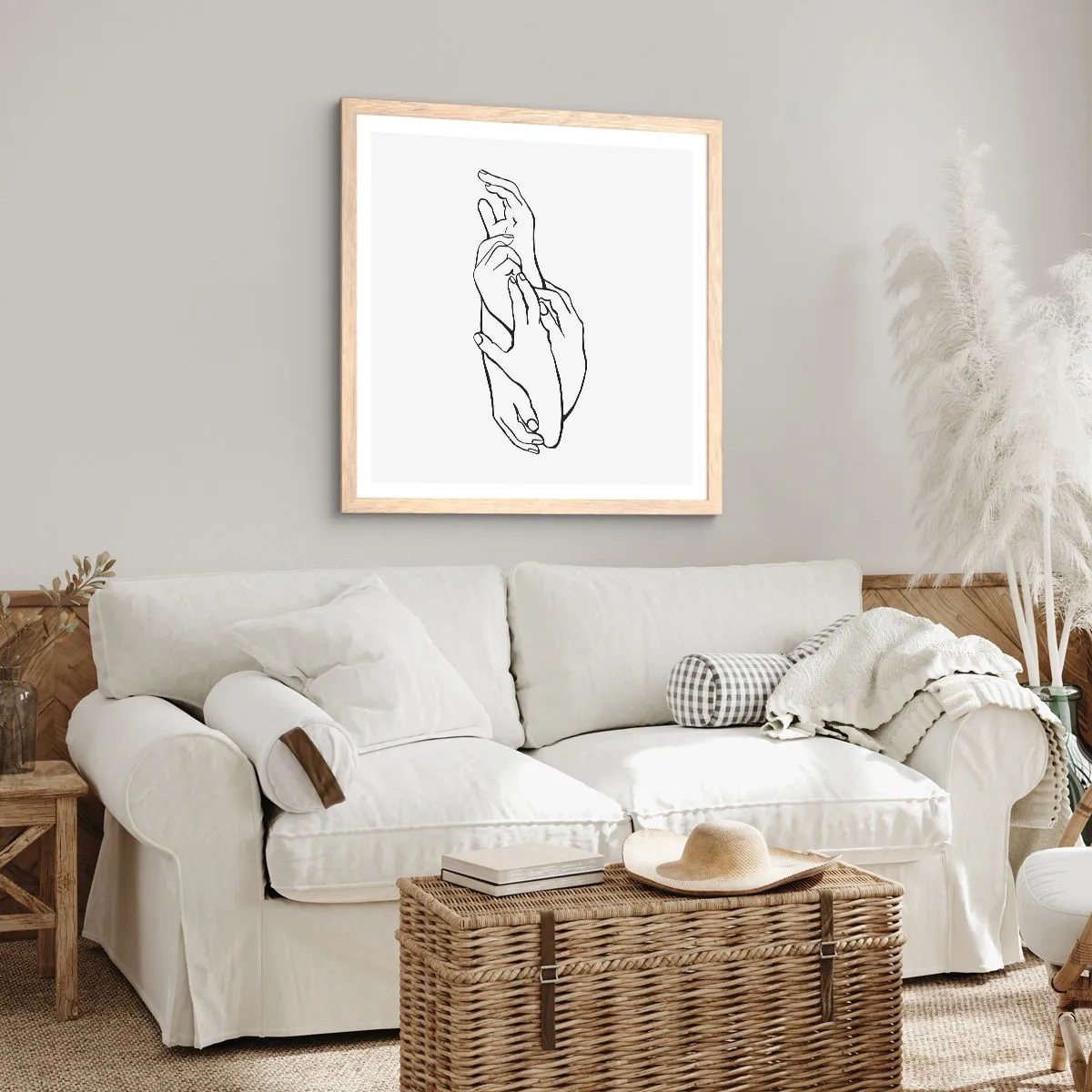 Poszter világos tölgy keretben - Jó érintés - 60x60 cm