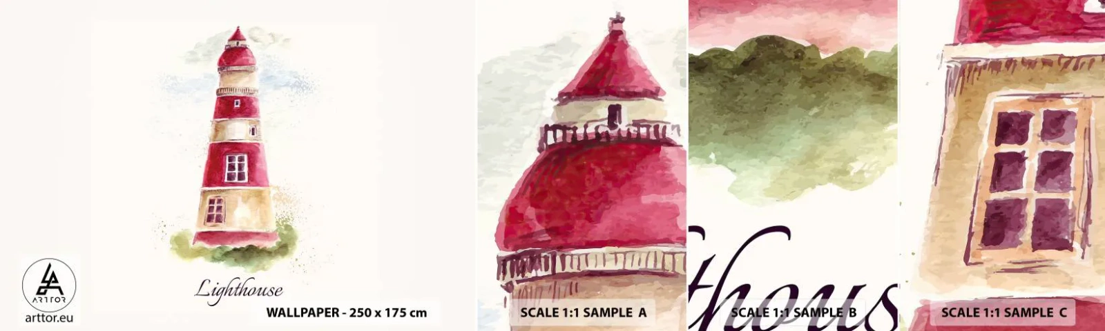 Fotótapéta Minta Standard Eco - Körbe mindíg időjárás - Világítótorony, Tengerpart, Tenger - 100x30 cm