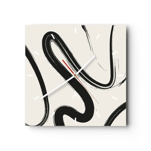 Falióra, Óra - Fekete-fehér rajongás - 40x40 cm