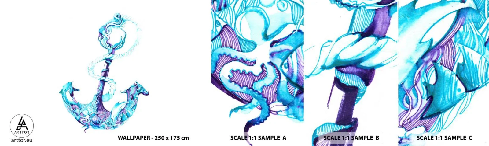 Fotótapéta Minta Standard Eco - A tenger titkainak bizalmasa - Absztrakció, Horgony, Tenger - 100x30 cm