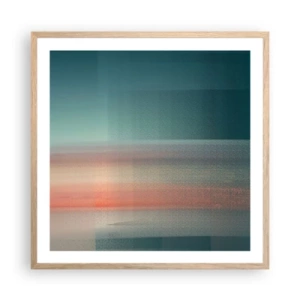 Poszter világos tölgy keretben - Absztrakt: fényhullámok - 60x60 cm
