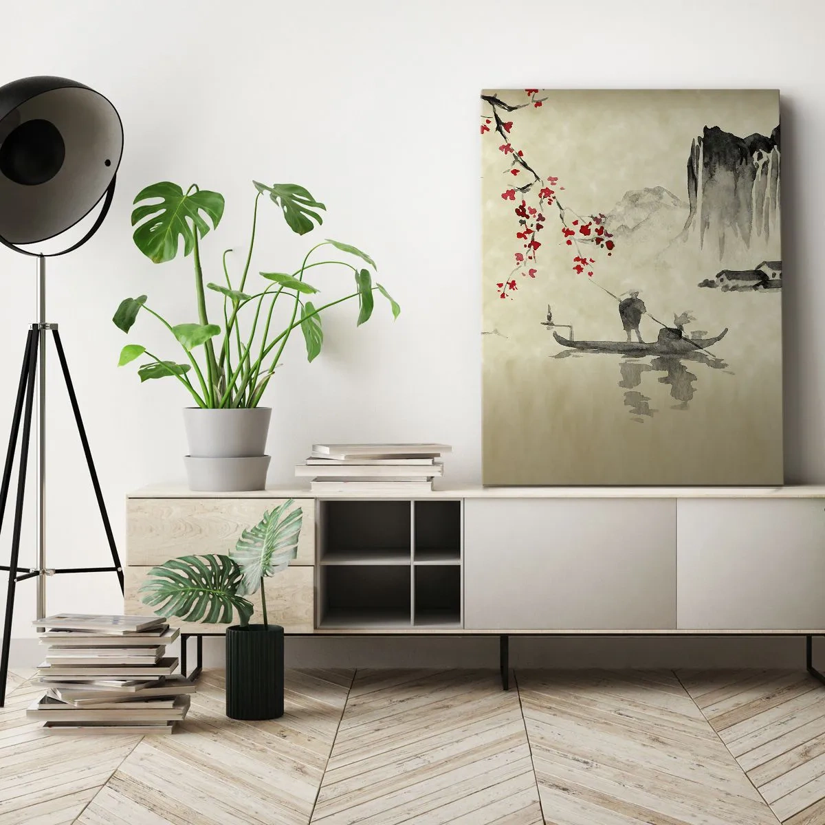 Vászonkép - A virágzó meggyfák országában - 65x120 cm