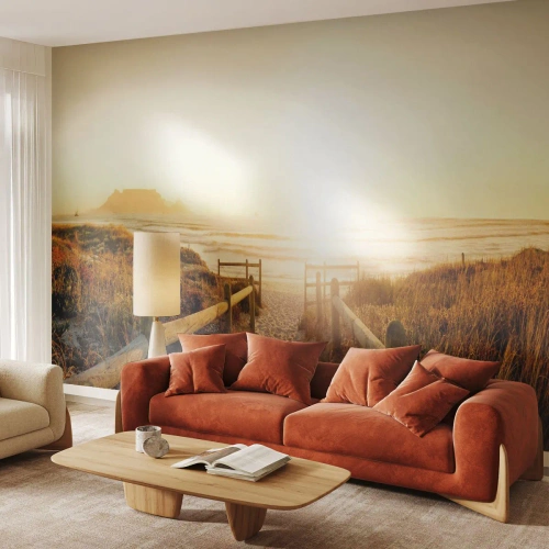 Fotótapéta Premium Sand - A dűnén túl, a nap felé - Tájkép, Strand, Napnyugta - 100x70 cm