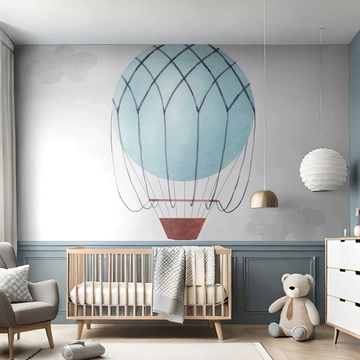 Öntapadós Fotótapéta Deluxe Sticker - Minden a felhőkben - Gyermekek, Ballon, Minimalizmus - 250x175 cm