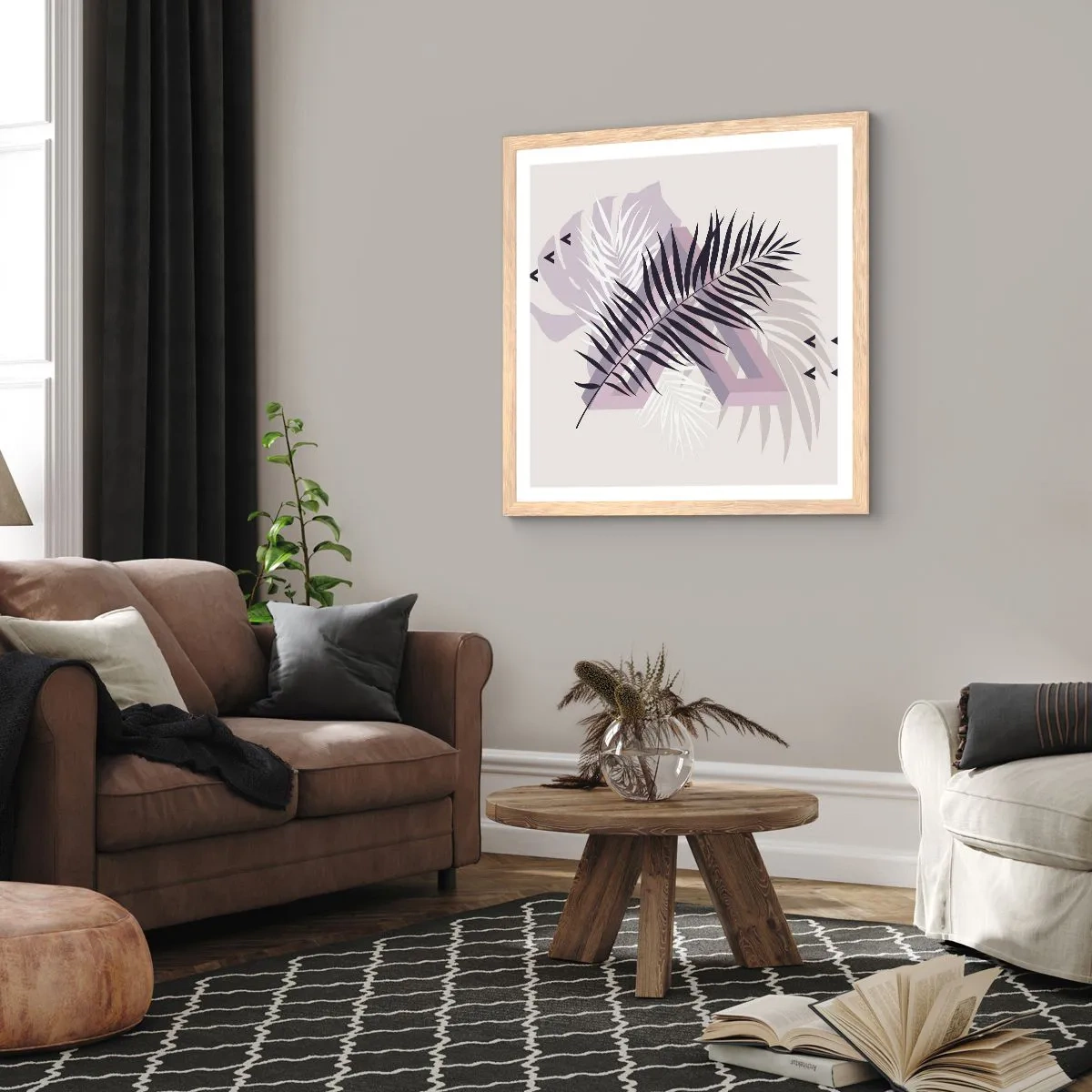 Poszter világos tölgy keretben - Az árnyék árnyéka - 30x30 cm