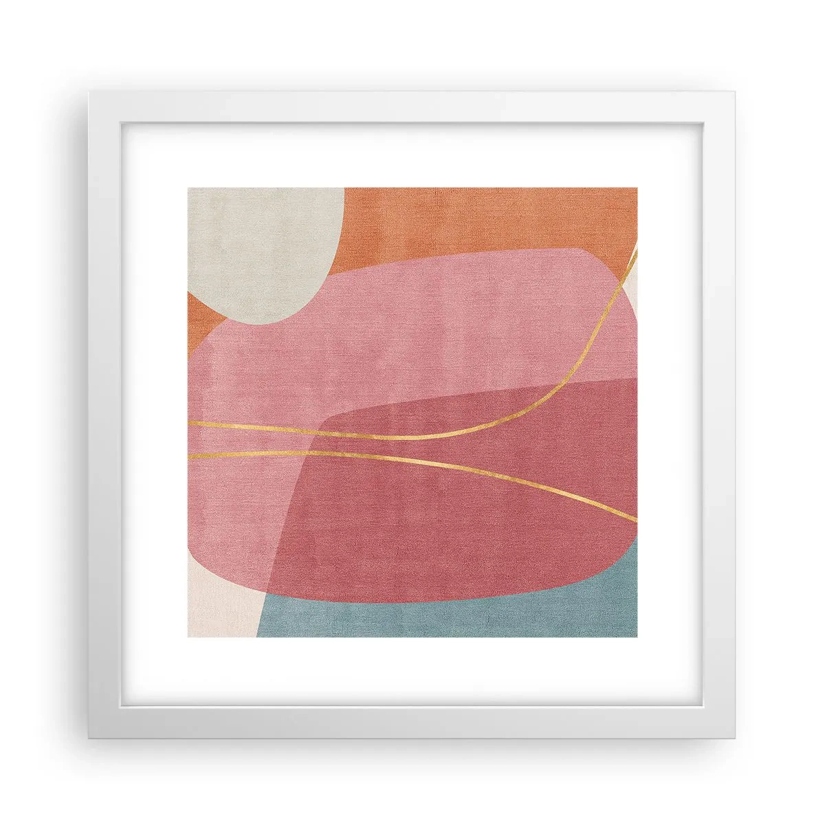 Poszter fekete keretben - Pasztell kompozíció aranyszálakkal - 30x30 cm