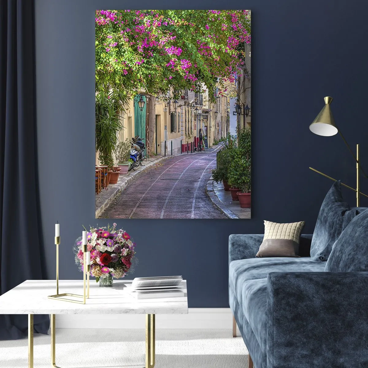 Üveg kép - Virágzó sikátor - 50x70 cm