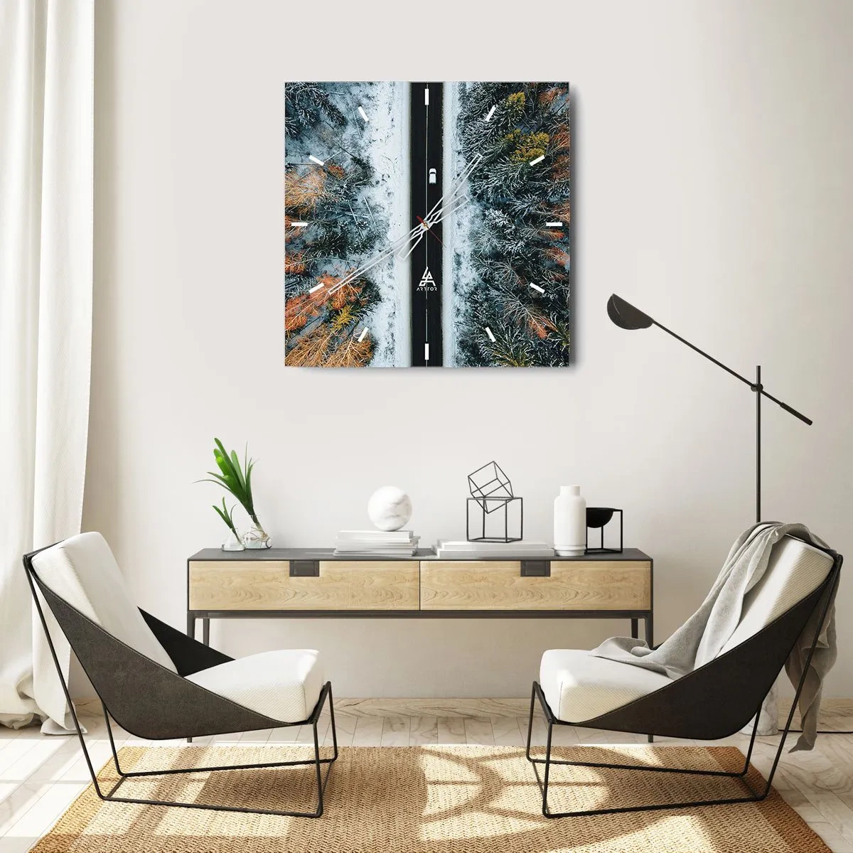 Falióra, Óra - Átvágni a téli erdőn - 30x30 cm
