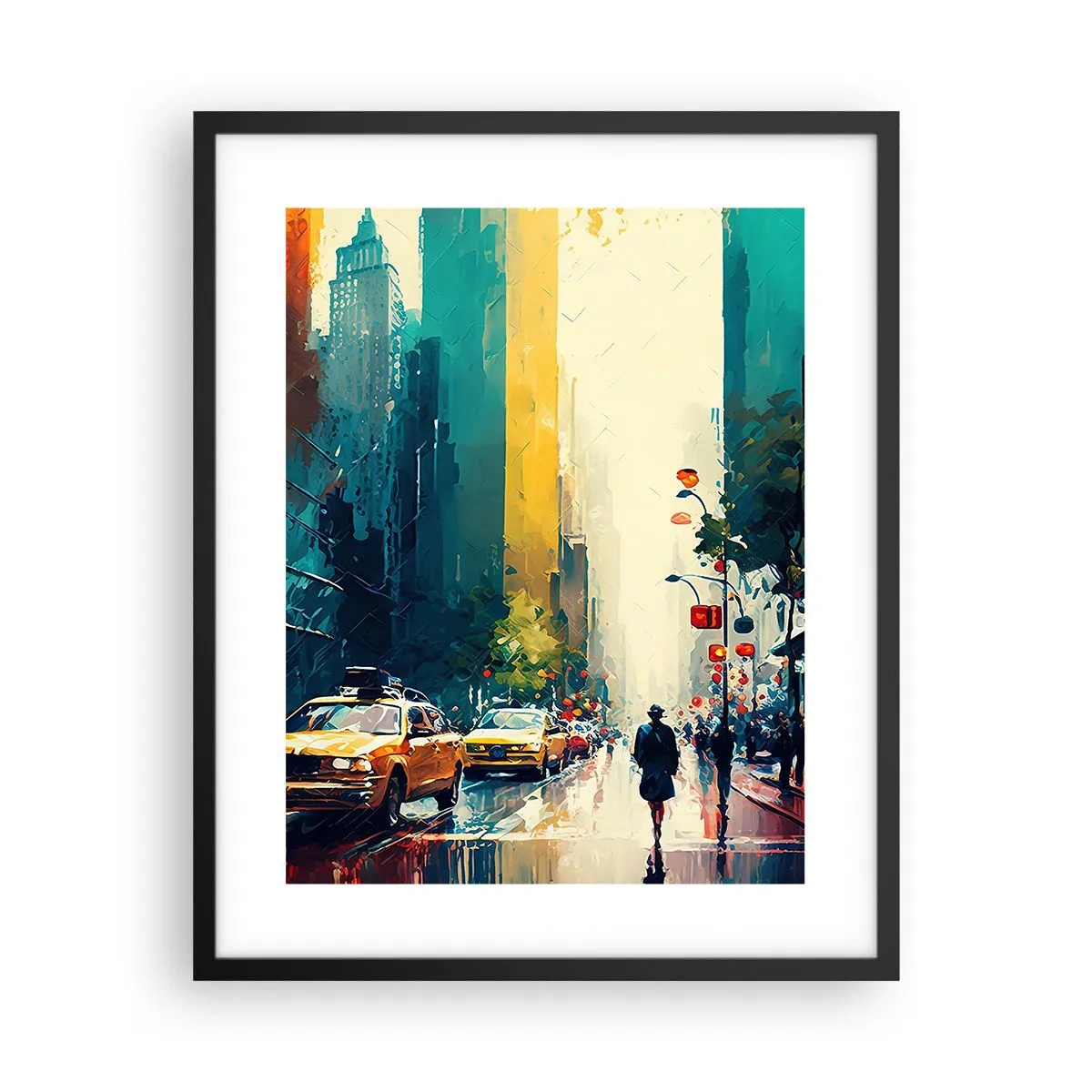 Poszter fehér keretben - New York - itt még az eső is színes. - 40x50 cm