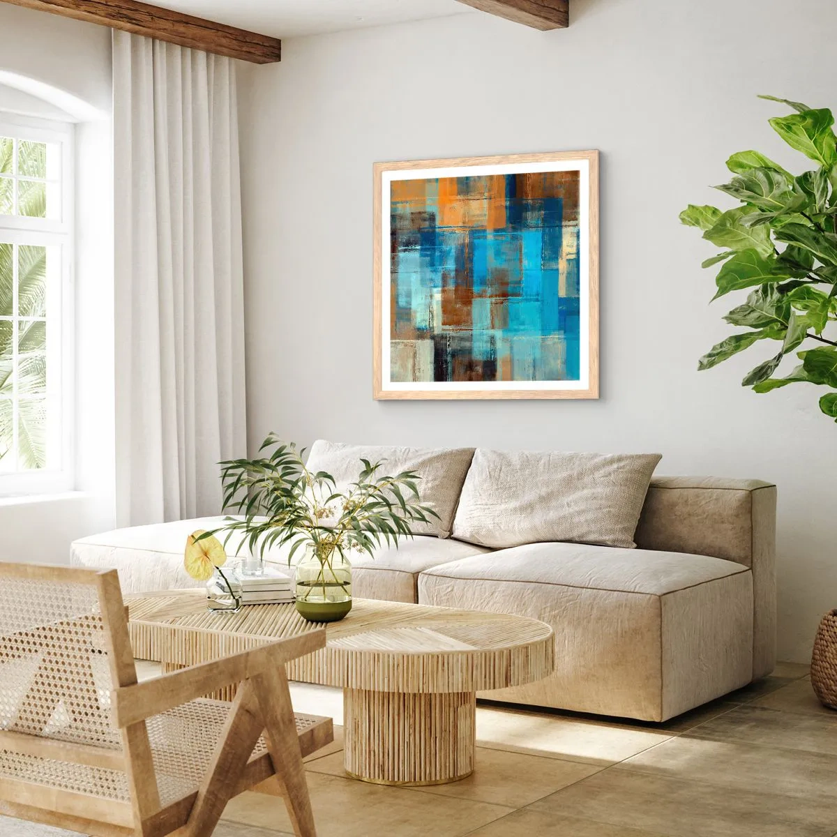 Poszter világos tölgy keretben - A kék fátyolon keresztül - 60x60 cm