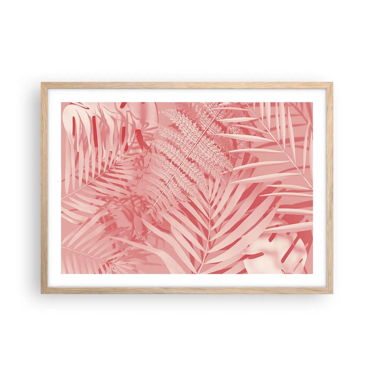Poszter világos tölgy keretben - Rózsaszín koncepció - 70x50 cm