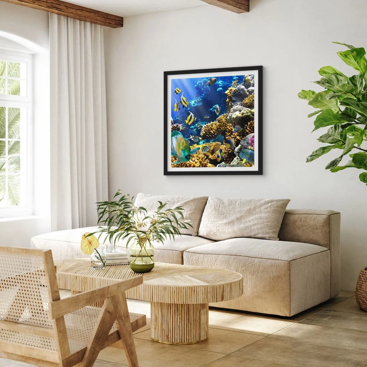 Poszter fehér keretben - Nagy forgalom a nyaraló ösvényen - 40x40 cm