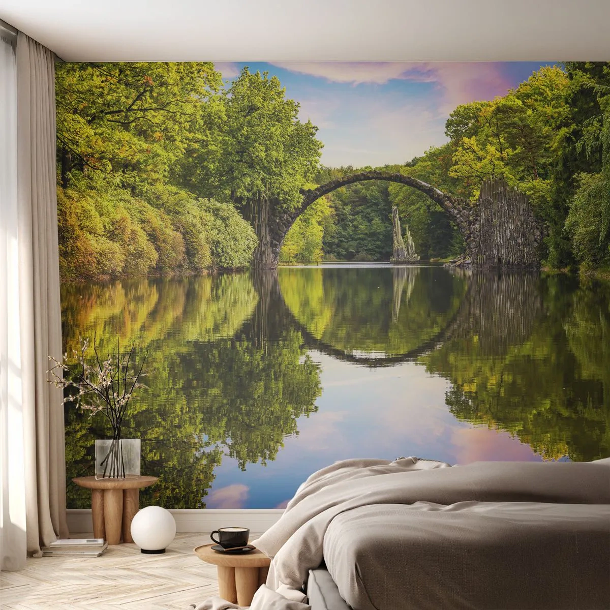 Fotótapéta Premium Sand - A két világ találkozásánál - Tájkép, Folyó, Híd - 250x175 cm