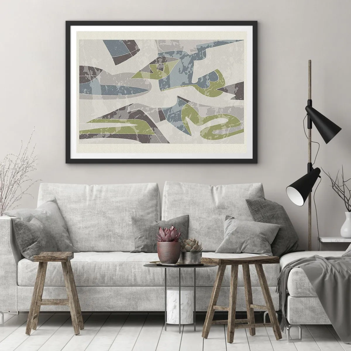 Poszter fehér keretben - Kompozíció üveg mögött - 70x50 cm