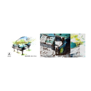 Fotótapéta Minta Premium Sand - Elvarázsolt a zenében - Zongora, Absztrakció, Zene - 100x30 cm