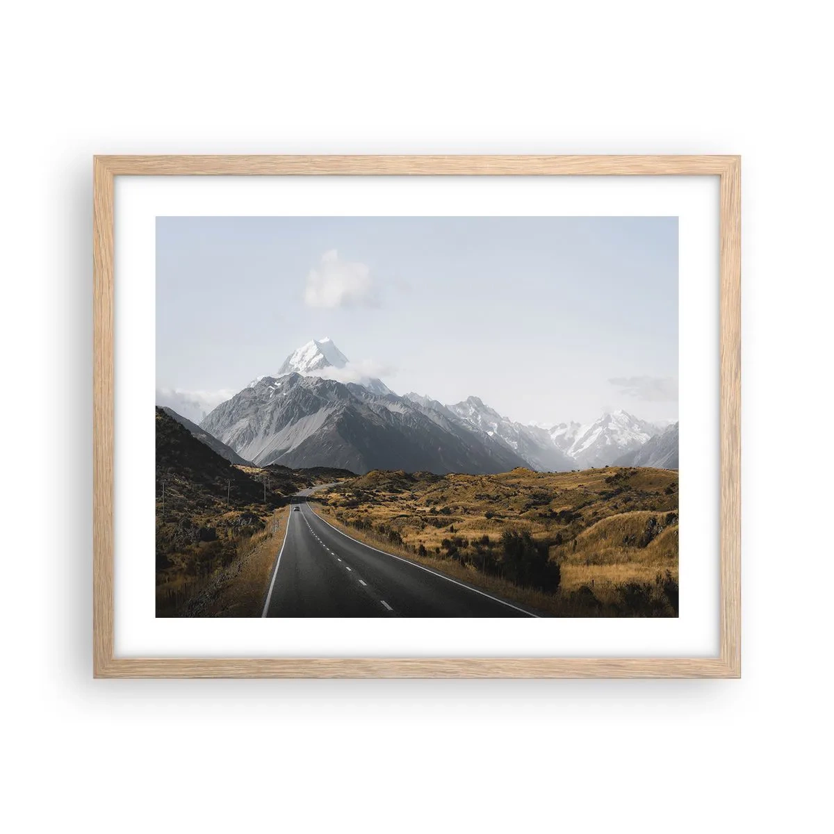 Poszter világos tölgy keretben - Út a hegyek szívébe - 50x40 cm