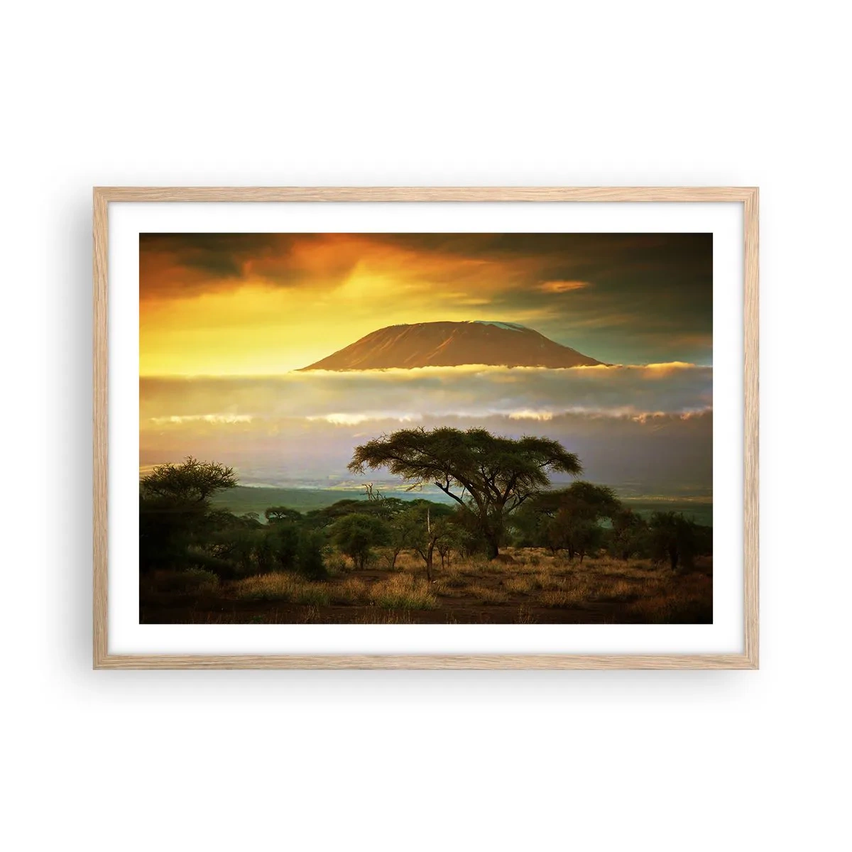 Poszter világos tölgy keretben - Utazó álma - 70x50 cm